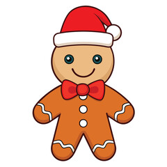 Cute Gingerbread Man with Santa Hat Clipart – Holiday Cookie Cartoon Image