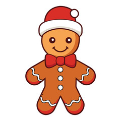 Cute Gingerbread Man with Santa Hat Clipart – Holiday Cookie Cartoon Image