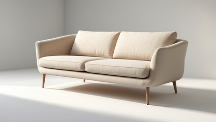 Naklejka premium Side perspective of a sofa against a white backdrop