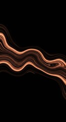 Abstract Orange Wave Against Black Background with Glowing Sparkles