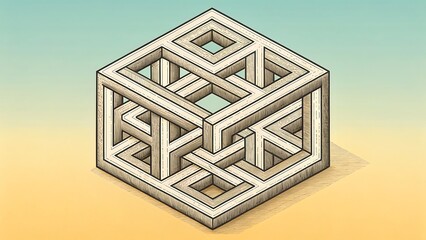 Impossible object pattern with 3D shading, creating a mind-bending optical illusion, perfect for abstract design, surreal art, and visual puzzles in creative projects