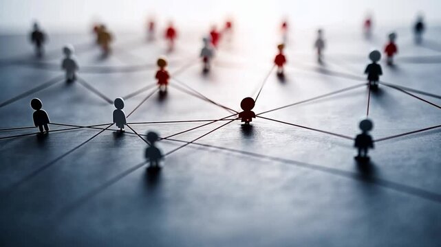 Networked people connected by lines