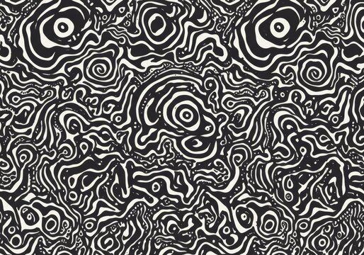 Abstract Pattern Seamless Texture in Black and White Illustration