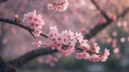 Obraz premium isolated Pink Cherry Blossom in Spring Garden