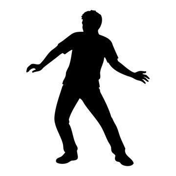 Silhouette of man reacting with startled body posture