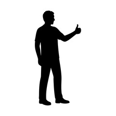 Obraz premium Silhouette of man showing thumbs up sign