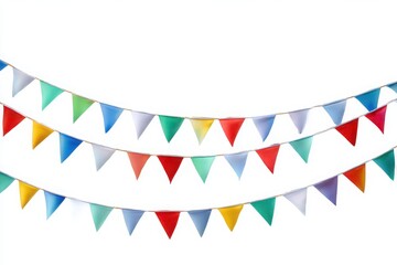 Colorful Triangle Flag Bunting Garland Party Decoration Isolated on White