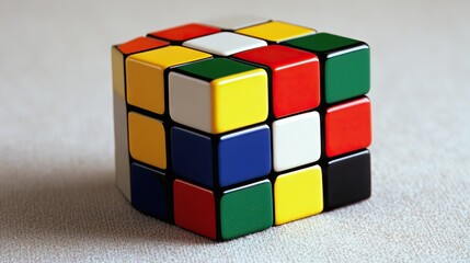 Colorful puzzle cube in a strategic arrangement.