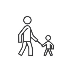 Fototapeta premium Pedestrian Safety Icon with Parent and Child Crossing Road for Traffic Education Materials, School Safety Programs, and Public Awareness Campaigns