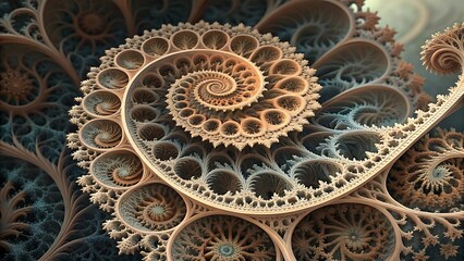 Organic fractal shapes in 3D depth, creating intricate and dynamic patterns, perfect for digital art, abstract visuals, and nature-inspired designs