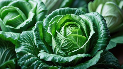 Fototapeta premium Healthy green savoy cabbage plant in nature