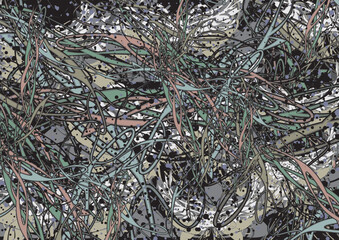 Dirty linear and butterfly backdrop for textiles or fabrics. Chaotic damaged motifs for business concepts, covers, fashion trends, interior solutions, tiles, prints, wallpapers, dynamic posters, etc.