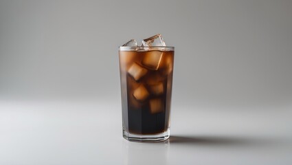 Refreshing Iced Americano Coffee Served in a Clear Glass with Ice Cubes