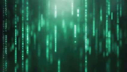 Futuristic digital pattern featuring blurred code and falling digits