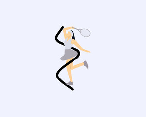 Abstract illustration of a female tennis player merged with a DNA strand, symbolizing the genetic connection to athleticism and sports talent