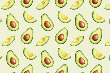 アボカドの総柄素材 アイボリー　生成AI