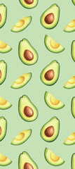 アボカドの総柄素材 グリーン　生成AI