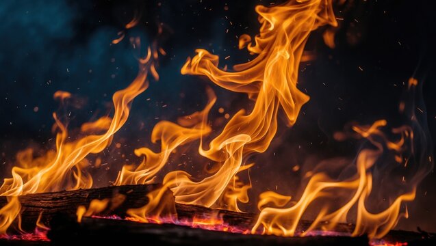 Burning firewood texture for wallpaper and design elements