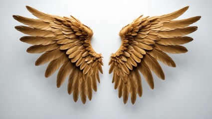Fototapeta premium White Background Featuring Brown Angel Wings