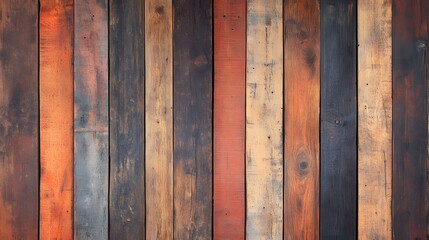 Vertical wooden planks in various shades of color.