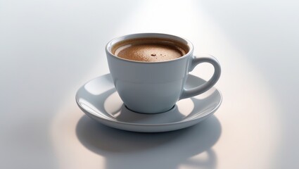 Fototapeta premium Black coffee served in a cup at a cafe with espresso