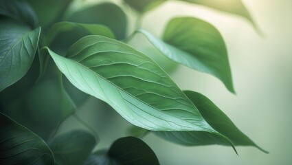 Obraz premium Macro image of leaf surface highlighting texture with sunlight, suitable for ecology-themed backgrounds