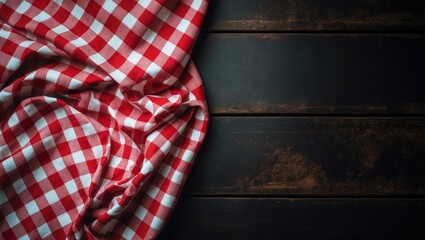 Black background featuring a checkered tablecloth with room for text