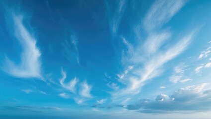 Sunny Blue Sky Featuring White Clouds and Scenic Horizon for Natural Wallpaper and Web Banner