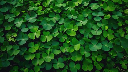 Garden-inspired background featuring green clover leaves and plant shapes