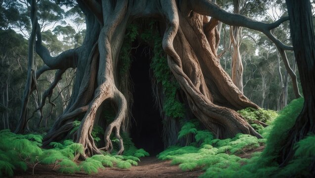 Southern tip landscape featuring wind-sculpted macrocarpa trees