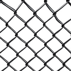 Fototapeta premium chain link fence with barbed wire mesh pattern isolated on transparent white background, clipping path