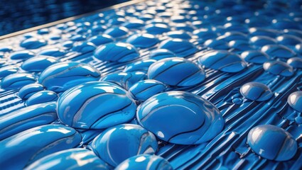 Blue pool solar cover featuring bubble wrap insulation