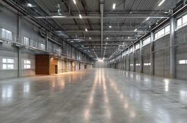 Empty Modern Industrial Warehouse Interior