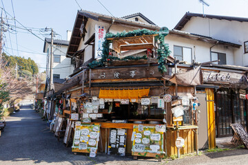 食堂の趣ある外観。
購入する観光客もいる。
湖畔に設けられた小さな商店街。
山の幸を食べさせるレストランやカフェ、旅館などがある。
新緑が美しい。
神奈川県清川村、早戸川林道-2025年
