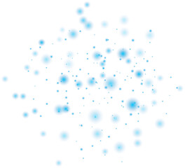 Blue luminous points and stardust. Blue glittering dots, particles, stars magic sparks. Glow flare light effect