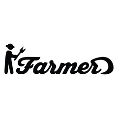 Farmer Logo Design featuring a stylized farmer silhouette and elegant script lettering perfect for agriculture branding.