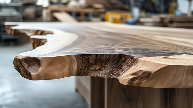Handcrafted Live Edge Wood Table in Workshop