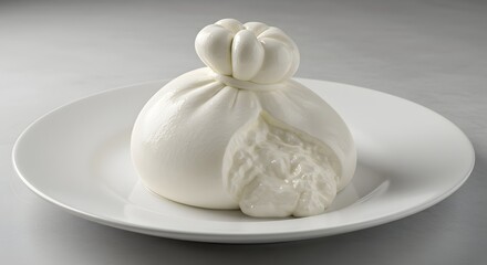Burrata Cheese on White Plate