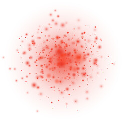Red luminous points and stardust. Red  glittering dots, particles, stars magic sparks. Glow flare light effect. 