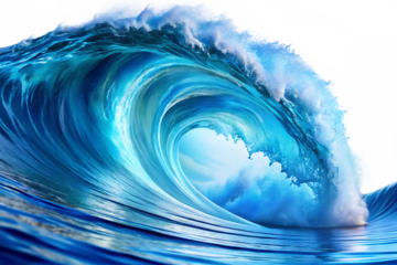 ocean blue wave isolated on white background