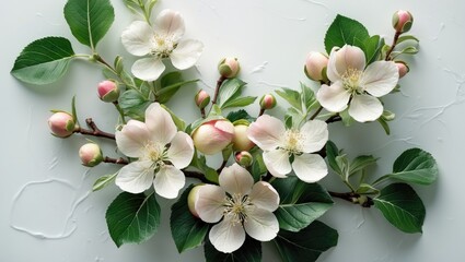 Fototapeta premium Isolated apple flower buds on white backdrop