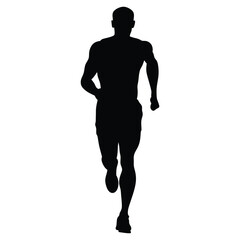 Fototapeta premium Running Man Silhouette Strong Athlete Jogging Fitness Exercise Sport