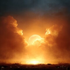 Fototapeta premium Fantastic Sunset Moonlit Sky