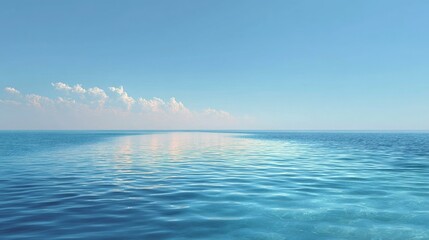 Obraz premium Serene Calm Ocean Horizon Under Azure Sky
