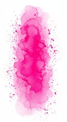 Abstract Pink Watercolor Stain with Splatters on White Background