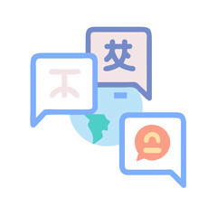 Multilingual Chat Icon Representing Language Communication and Global Conversation