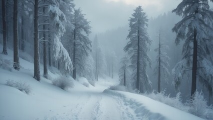 Beautiful 4K outdoor photography of a snowy mountain trail in Italy's alpine region during December winter, perfect for nature and winter wonderland lovers