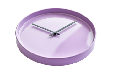 Isolated Lavender Wall Clock with Black Hands Showing a Specific Time