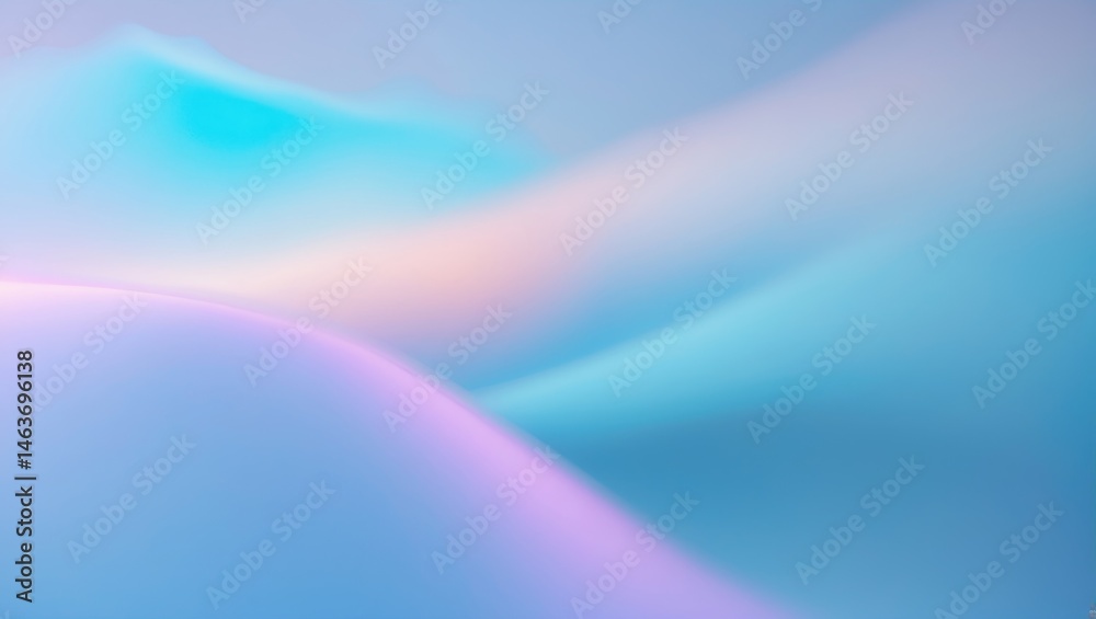 Poster Holographic pastel color gradient featuring a blue soft gradient and blurred abstract design