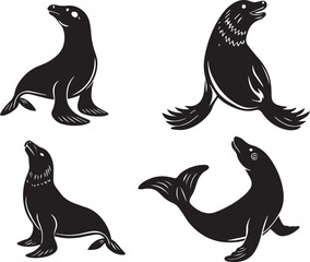 Fototapeta premium Sea Lion Silhouettes Collection